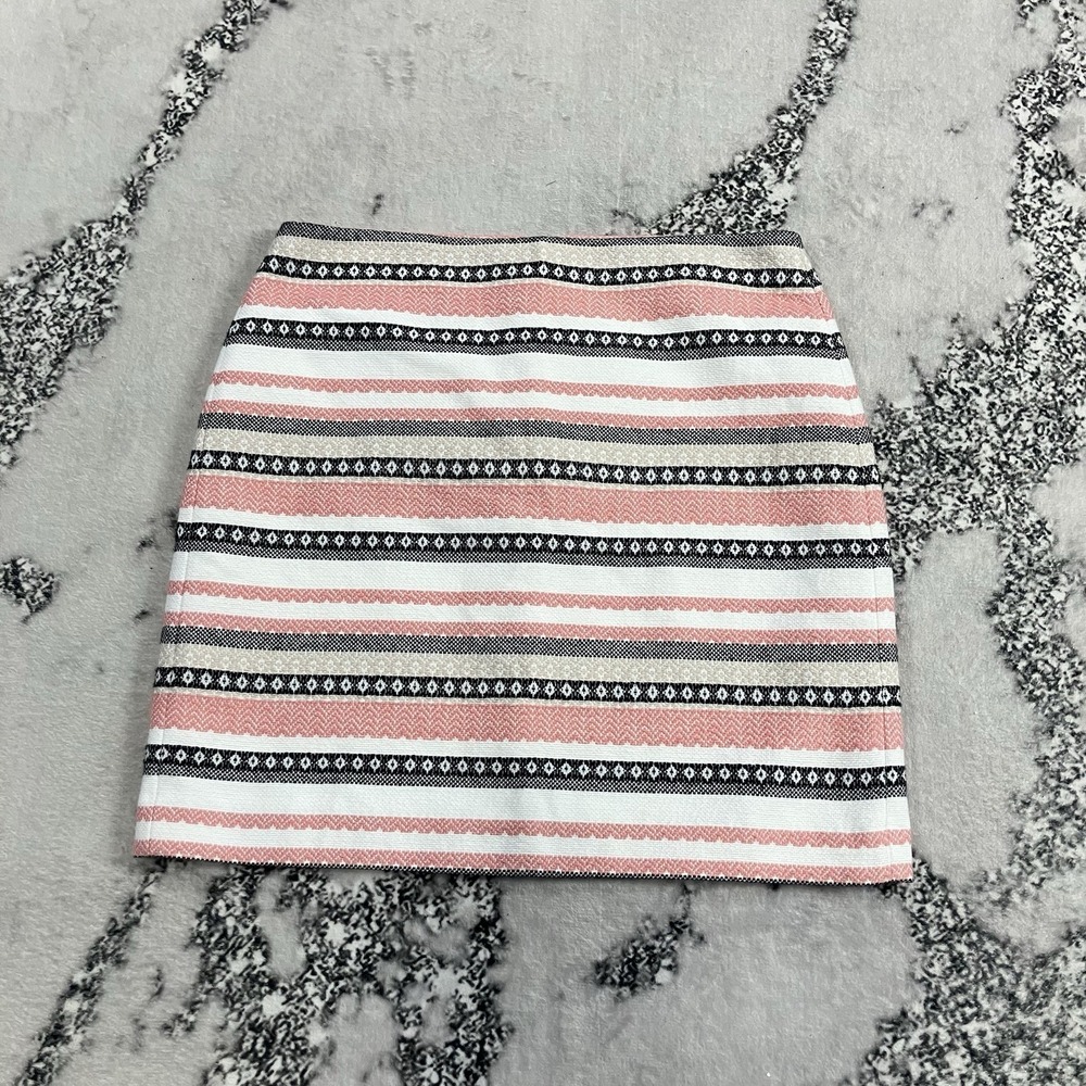 LOFT Outlet Skirt Womens Size 10 Pink Black Striped Textured Mini Textured